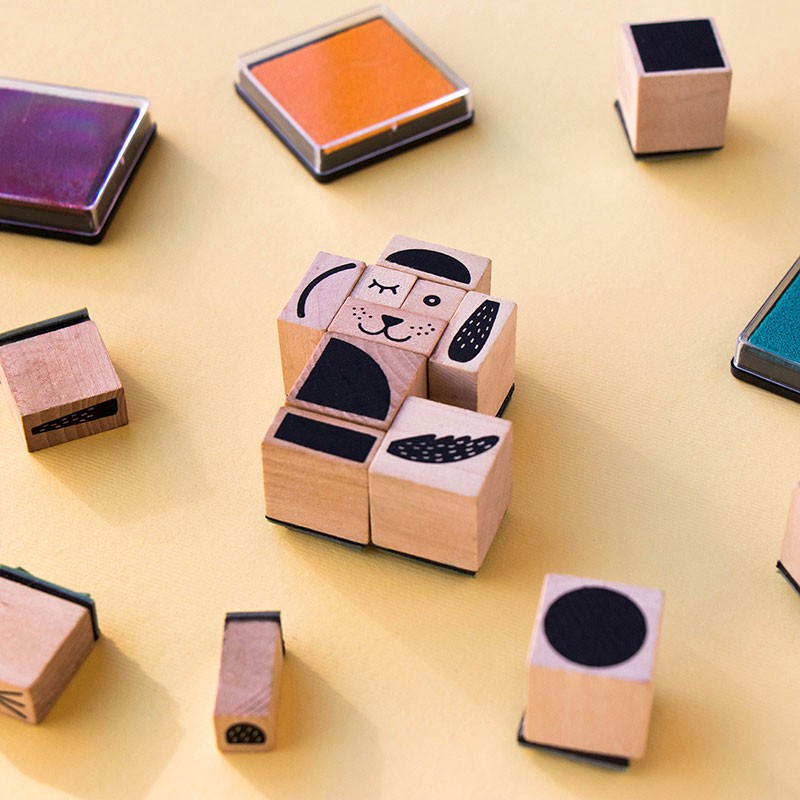 Activity with wooden stamps